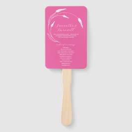 Leque Programa Casamento Fan Fuchsia Line Art