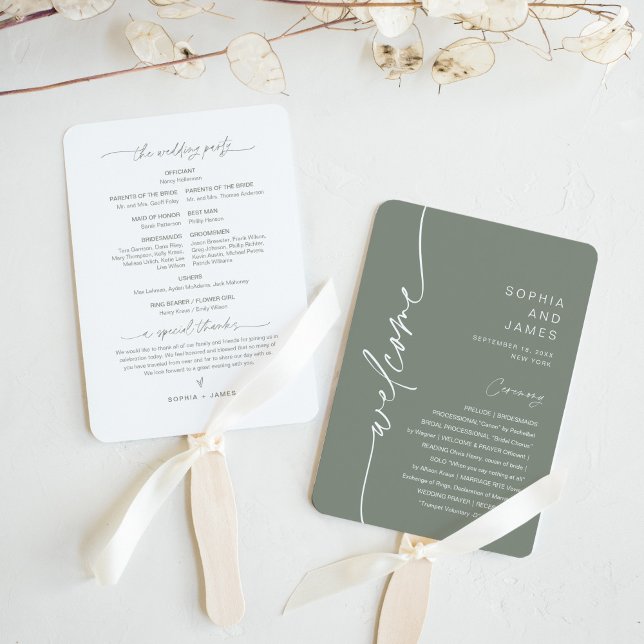 Leque Programa Casamento Minimalista SAGE (conjunto de 1 (Criador carregado)