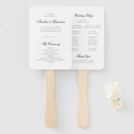 Leque Programa Clássico de Casamento de Script Branco e