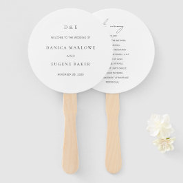 Leque Programa Clássico de Casamento Elegante Negro e Br