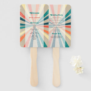 Leque Programa Colorido de Casamento com Sunburst Retro