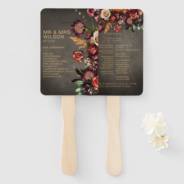 Leque Programa Dark Moody Bold Wild Flower Wedds (Frente e Verso)