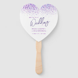 Leque Programa de aquarelas roxas de casamentos