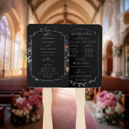 Leque Programa de Caligrafia Floral de Belas Artes Negra