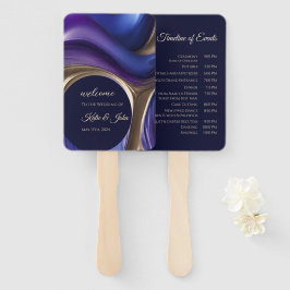 Leque Programa de Casamento-Abstrato-Azul-Roxo-Moderno D