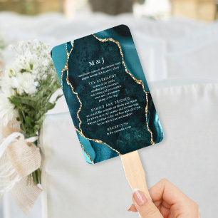 Leque Programa de Casamento Ágata Azul-esverdeado, Mármo