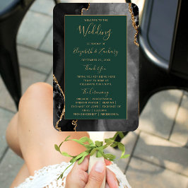 Leque Programa de Casamento Ágata Esmeralda Verde Ouro P