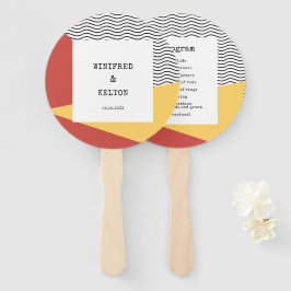 Leque programa de casamento ao estilo Pop art Memphis do