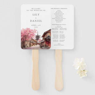 Leque Programa de Casamento Aquarela de Kyoto Japão