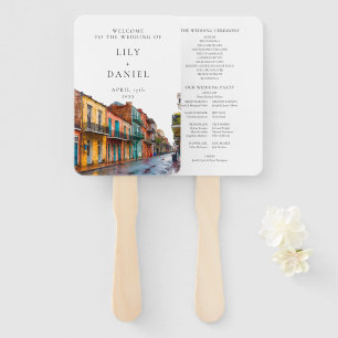 Leque Programa de Casamento Aquarela de Nova Orleans