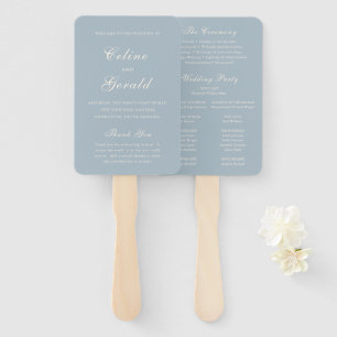 Leque Programa de Casamento Azul Clássico Sofisticado