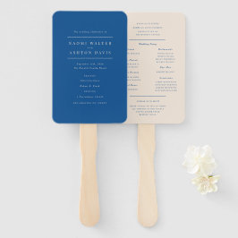 Leque Programa de Casamento Azul Elegante