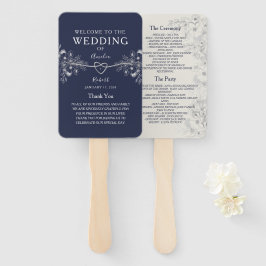 Leque Programa de Casamento Azul Marinho Elegante