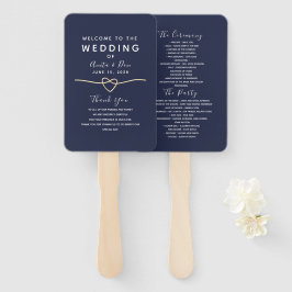Leque Programa de Casamento Azul Marinho Moderno