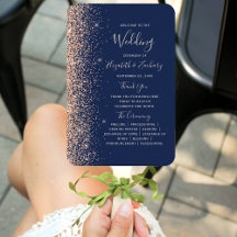 Programa de Casamento Azul Naval com Brilho de Pês