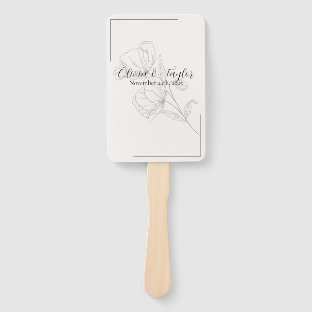 Leque Programa de Casamento Beige Elegance (Frente)