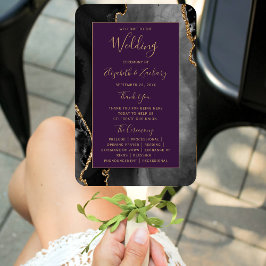 Leque Programa de Casamento Black Gold Agate Deep Purple