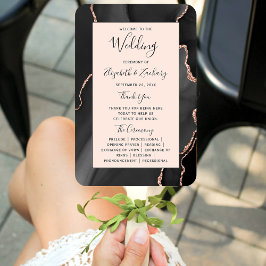 Leque Programa de Casamento Black Rose Gold Agate Blush