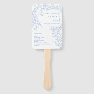 Leque Programa de Casamento Blue Chinoiserie Toile de Jo