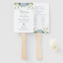 Leque Programa de Casamento Blue Hydrangea
