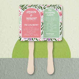 Leque Programa de casamento Boho Arco e Flores Retro