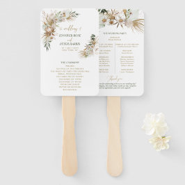 Leque Programa de Casamento Botânico Boho Verde e Dourad