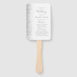 Leque Programa de Casamento Branco com Brilho Prateado