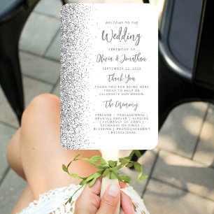 Leque Programa de Casamento Branco com Letra Brilhante P