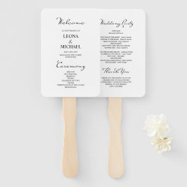 Leque Programa de Casamento Branco da Caligrafia Minimal