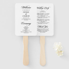 Leque Programa de Casamento Branco da Caligrafia Minimal