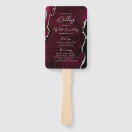Leque Programa de Casamento Burgundy Silver Agate Script