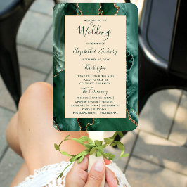 Leque Programa de Casamento Champanhe com Ágata Dourada 