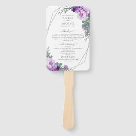 Leque Programa de Casamento Chic Floral Purple & Silver