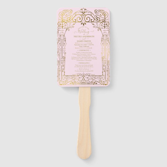 Leque Programa de casamento chique e glamoroso com deco  (Frente)