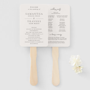 Leque Programa de Casamento Cinza Elegante Tradicional