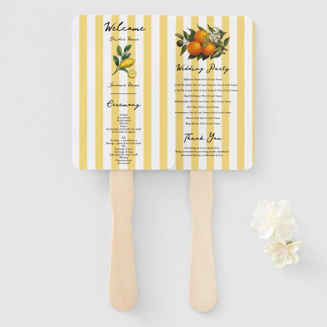 Leque Programa de Casamento Cítrico Limão Mediterrâneo I (Frente e Verso)