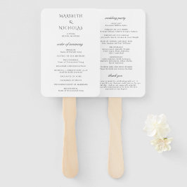 Leque Programa de Casamento Clássico Branco e Negro Mode