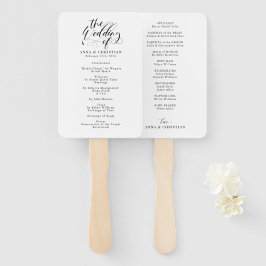 Leque Programa de Casamento Clássico de Caligrafia Elega