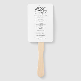 Leque Programa de Casamento Clássico de Caligrafia Elega