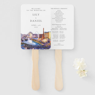 Leque Programa de Casamento com Aquarela da Silhueta de
