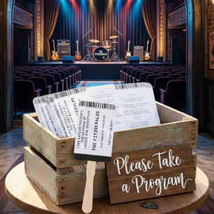 Leque Programa de Casamento com Bilhete de Concerto de R