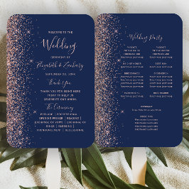 Leque Programa de Casamento com Borda de Brilho em Doura