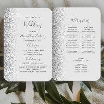 Programa de Casamento com Borda de Brilho Prateado