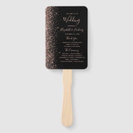 Leque Programa de Casamento com Borda de Glitter Dourado
