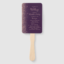 Leque Programa de Casamento com Borda de Glitter Dourado