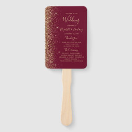 Leque Programa de Casamento com Borda de Glitter Dourado
