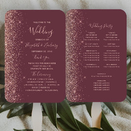 Leque Programa de Casamento com Brilho em Ouro Rosa Borg