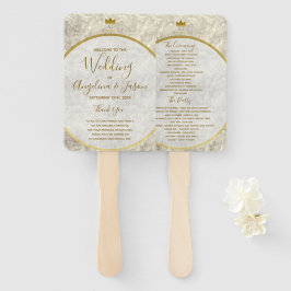 Leque Programa de Casamento com Caligrafia Dourada