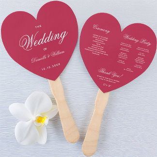 Leque Programa de Casamento com Caligrafia Elegante Cora
