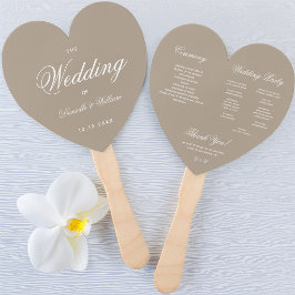 Leque Programa de Casamento com Coração em Caligrafia El
